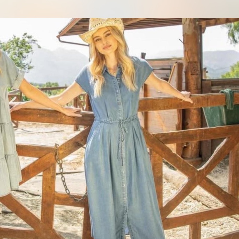 Denim Button-Up Maxi Dress